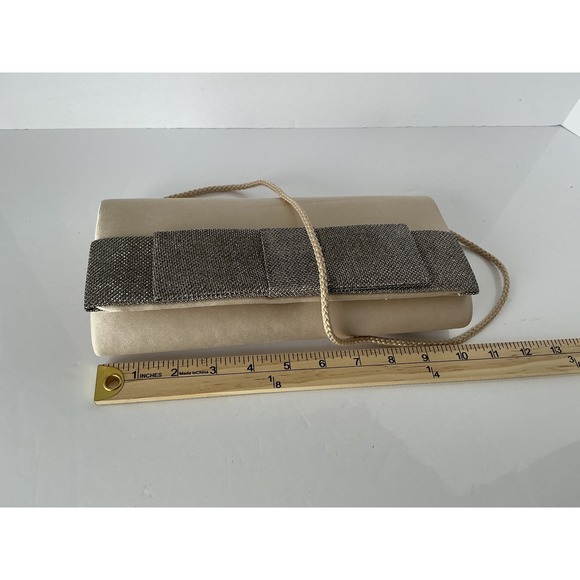 Lulu Townsend Gold Satin Evening Clutch Purse Rope Strap Formal Bag - Picture 8 of 9